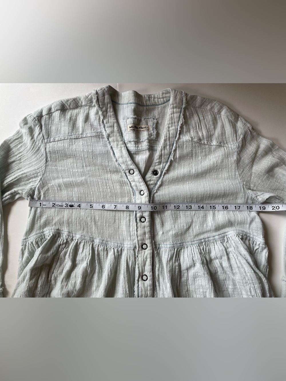 We The Free Light Blue Cotton Chambray Button-Front Shirt - Picture 5 of 8